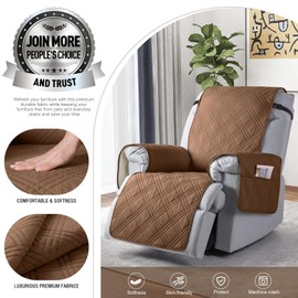 TAOCOCO 100% Waterproof Recliner Chair Cover, Non Slip Recliner Covers for Recliner Chair with Pocket, Washable Reclining Chair Cover Furniture Protector for Kids,Dogs(23.6'', Brown)