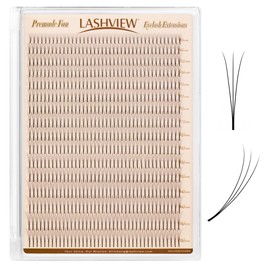 LASHVIEW Premade Lash 320 Fans, 3D C Curl Thickness 0.10 Mixed Length Eyelash Extensions 8-15 mm