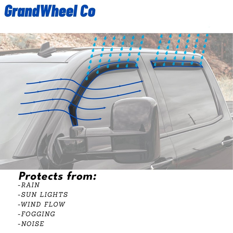 Window Deflectors Smoke Tinted in-Channel Side Window Vent Visor Deflectors