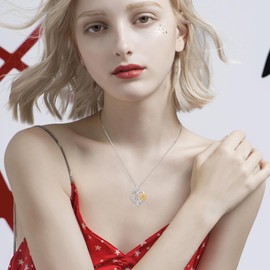 Midir&Etain 18 Year Old Girl Birthday Gifts/ 18th Birthday Gifts for Girls Daughter 925 Sterling Silver Sunflower Heart Pendant Necklace for Women Girlfriend Sister Christmas Anniversary Jewellery