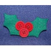 Felt Holly with Red Wooden Buttons, Refrigerator Magnet, Made in the USA