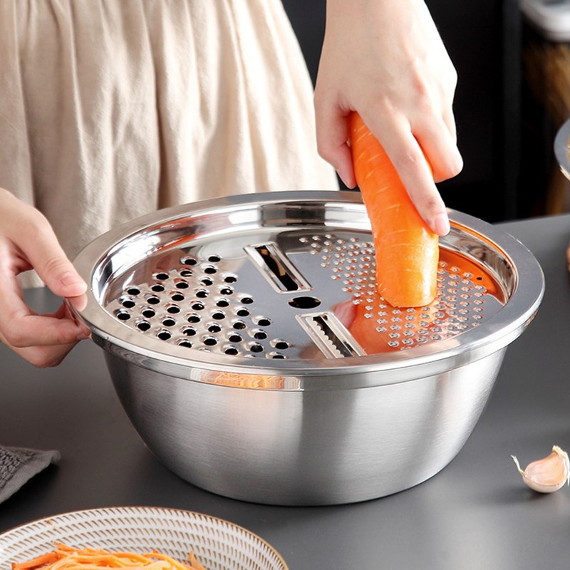 3 In 1 Colander Strainer Set Stainless Steel Rice Washing