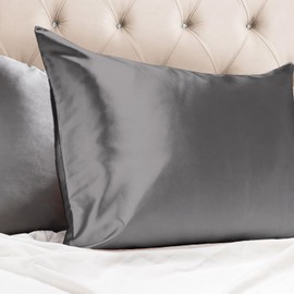 Mend Satin Pillowcase for Skin & Hair - Super Soft Pillow Covers for Better Sleep & Hair - Queen Size 30x20 inches Satin Pillow Cases with Zipper Silk Pillowcase Alternative(Gunmetal, Queen - 2 Pack)