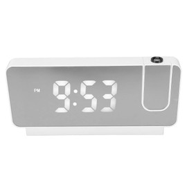 Projector Clock, Smart Digital Alarm Clock, Projection Alarm Clock with 180° Rotatable Projector, Time Date Temperature LED Display Wide Angle, Projector Clock on Ceiling for Bedroom Bedside (White)