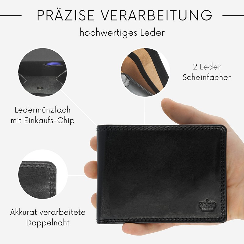 Baur Men's Genuine Leather Wallet with RFID Protection, Landscape Format,