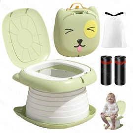 PUMPKIN PUMP Foldable Portable Potty for Toddler Travel, Training Toilet for Car Camping Indoor Outdoor Bathroom for Boys Girls Baby Kids Children Green