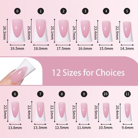 Naughtology French Duck Nail Tips, 120 Pieces, Full-cover Press On Nails, 12 Sizes Medium Length Long Lasting Duck Tips for Salon Manicure—Pink