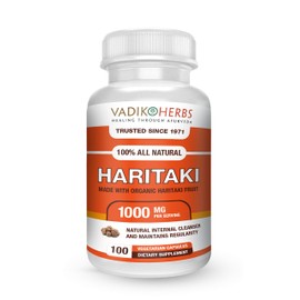 Vadik Herbs Certified Organic Haritaki (Terminalia chebula) Excellent Herb for Rejuvenation and Detoxification | Made in USA | Wildcrafted and Safety Tested (100 Vegicaps)
