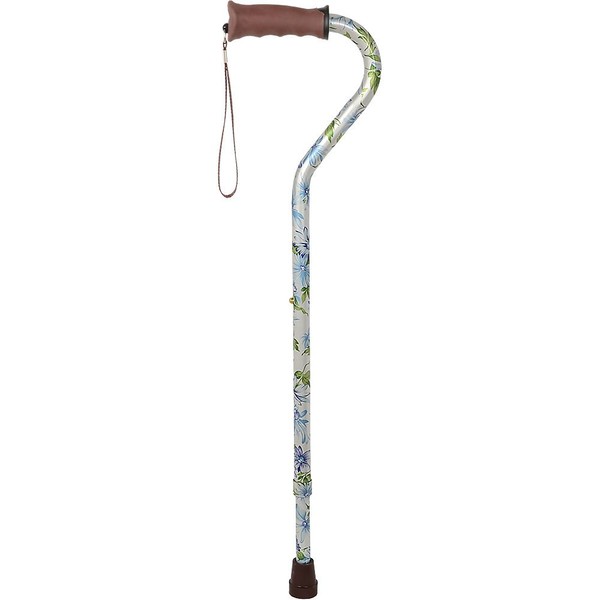 Royal RC Canes Heavenly Gardens Adjustable Offset Walking Cane with Comfort Grip