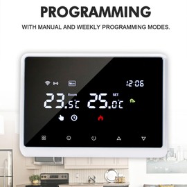 WiFi Smart Thermostat, Wall Mounted Digital Temperature Controller, Remote Control Home Wireless Thermostat, Suport Voice Control, 100 Meter Transmission Distance