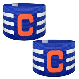 Ynaice 2 Pcs Captains Armband, C Adjustable Elastic Sports Arm Bands Nylon Multicoloured Adult & Youths Football Soccer Captains Armband for All Sports|Blue
