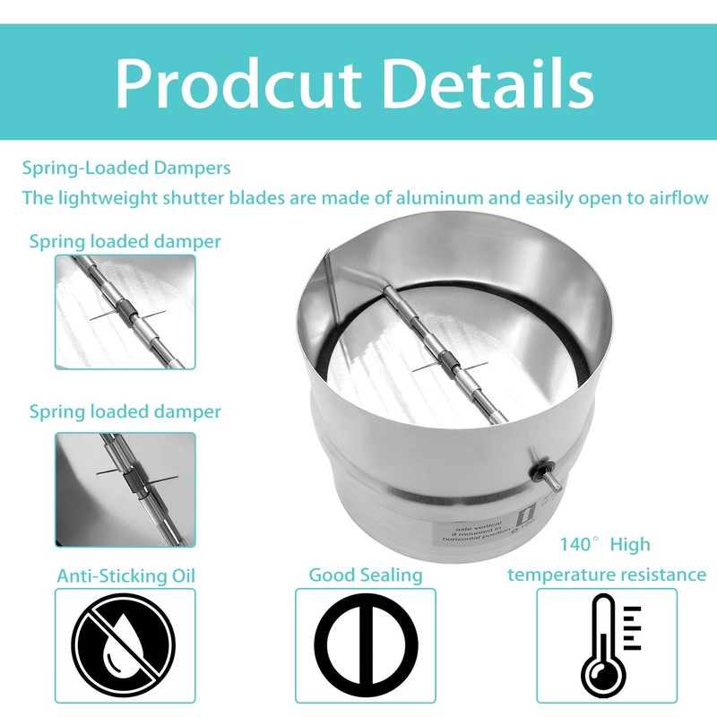 ANPTGHT 6 Inch Draft Blocker Backdraft Damper Duct Draft Stopper,