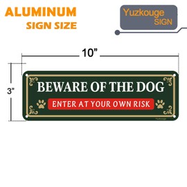 Beware of Dog Enter At Your Own Risk Sign - 2 Pack, 25cm x 8cm Rust Free Aluminum Yard Sign, Weatherproof, Fade Resistant, Easy Mounting.