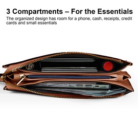 befen Genuine Leather Wristlet Clutch Cell Phone Purse and Handbags for Women, Womens Large Capacity Wallet Zip Pocket Card Holder Small Clutch Bag