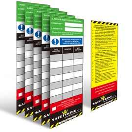 SAFETYKING® Ladder Tags 5 Inserts – Safety Ladder Inspection Tags with Cable Ties- Complete Tools kit with Marker & Label - Durable - Suitable for Indoor & Outdoor Use