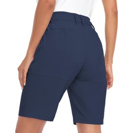 Nomolen Women's 10" Hiking Shorts Quick Dry Lightweight Golf Long Cargo Shorts Casual with Pockets for Travel Outdoor