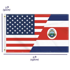 3×5 FT USA Costa Rica Flag, Large 150D America Costa Rican Outdoor Banner,Double Side Printing American Decor For Patio Garden With Brass Gromment