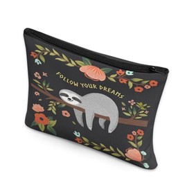 chaqlin Cute Sloth Coin Purse for Girls Women Large Zipper Wallet Change Cash Bag,Follow Your Dream Sloth Make up Bags Travel Case Cosmetic Organizer Bag Travel Wash Pouch Toiletries Bags