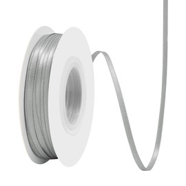 BVIEAKD Silver Satin Ribbon 1/8" X 50 Yards Solid Color Double Faced Ribbons Perfect for Crafts Wedding Decor Bow Making Arts Sewing and More