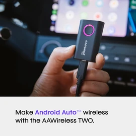 AAWireless TWO - Android Auto Wireless Adapter - Convert Factory Wired Android Auto to Wireless -Multifunctional Button - Easy Plug and Play Setup - Seamlessly Connect Via Bluetooth - Made in Europe