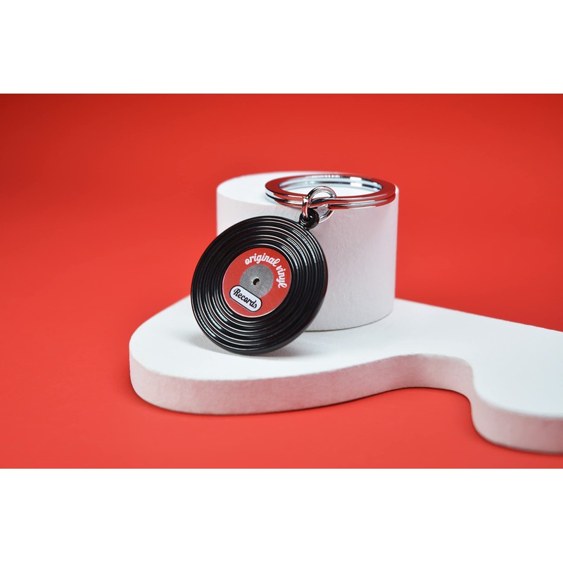Key Chain Vinyl disch 3D. Record player Retro Music Black