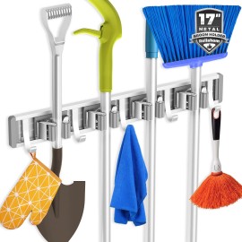 reliahom Broom Holder Wall Mount Mop and Broom Hanger Wall Mounted Garage Sto...