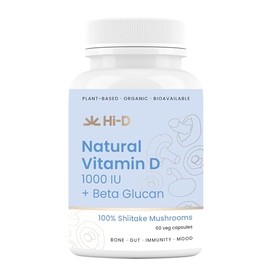 Hi-D Mushroom Vitamin D 1000IU 42% Beta Glucan Wholefood | Plant based 100% Organic | Freeze dried