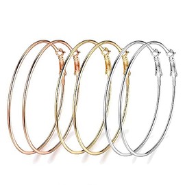 14K Gold Plated Hoops Earrings for Women Large Open Dainty Earrings Set for Women Girls Geometric Hoop Earring Hypoallergenic Earrings for Women Girls Sensitive Ears 40mm