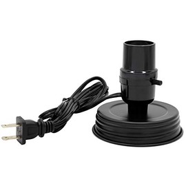 Creative Hobbies DIY Mason Jar Lamp Making Kit - Black Color Lid & Socket Great for Lamp Conversion, Fits Wide Mouth Canning, Fruit, Mason Jars, Pre-Wired and Easy to Use