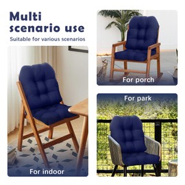 Eoieov Eoieov Outdoor Porch Rocker Chair Cushion, Patio Wicker Chair Cushions Water-Resistant Tufted 2 Pieces U Shaped Pads for Dining Garden,19"*19" Teal Blue