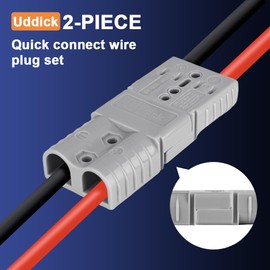 Uddick 120A Battery Quick Disconnect Connecteur, 600V Wire Harness Connector Plug for Cars, Trailers, Motors, and Electronics Maintenance (Grey, 2PC 2AWG)