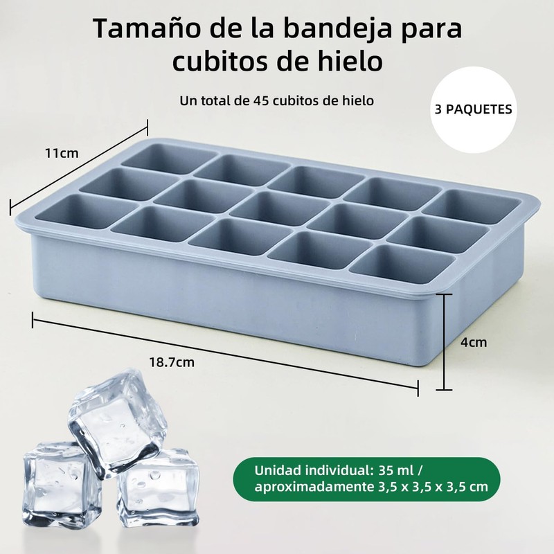 3 PCS Moldes para Cubitos de Hielo con Tapa,Molde de