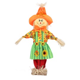 Scarecrow Figure Fall Scarecrow Decoration Thanksgiving Scarecrow for Garden Protection 60cm Height Women Skirt Standing Style