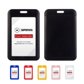 2 Pack Sliding ID Badge Holder Hard Plastic Key Card Work Badge Sleeve for Office, School, Factory, ID Credit Cards, Proximity Key Cards, Driver Licenses and Passes (Black)