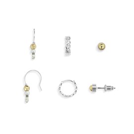 Demdaco Women's Everyday Fashion Earrings Pack, 10 mm Silver, Yellow Assorted Set of 3