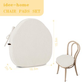 idee-home Chair Cushions for Dining Chairs Set 4, Windsor Seat Pads Kitchen Chair Cushions Corduroy with Ties, Removable Seat Pads, 16.5 x 15.5 x 2 inches, Beige