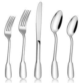 LIANYU Superior 18/10 Stainless Steel Silverware Flatware Set, 20-Piece Flatware Set for 4, Fancy Cutlery Tableware Set for Kitchen Restaurant Wedding, Mirror Polish, Dishwasher Safe