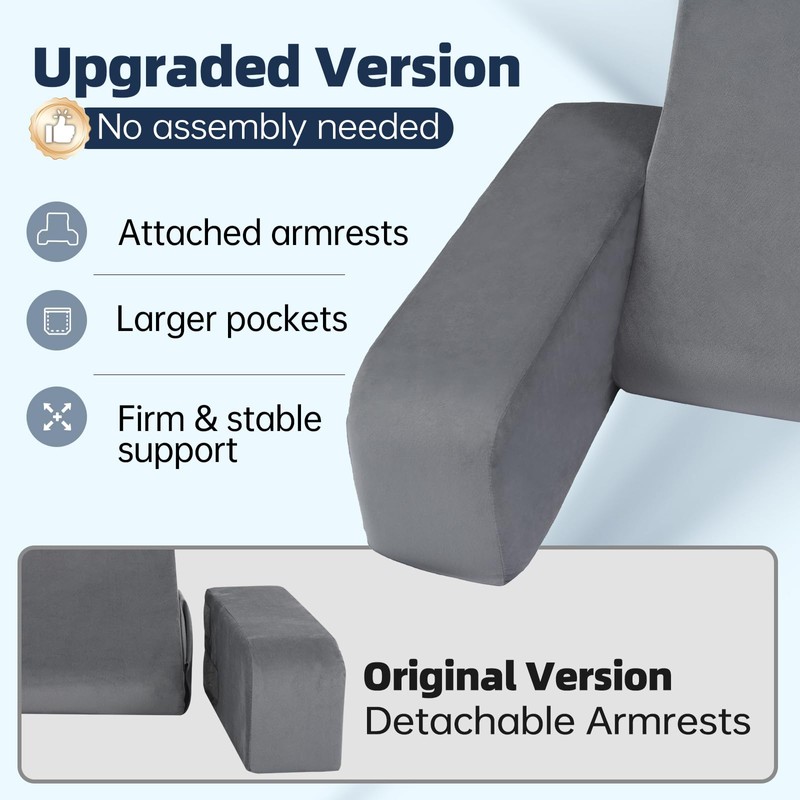 ENITYA 19" Back Support Pillow,Reading Pillow with Attached Arms &