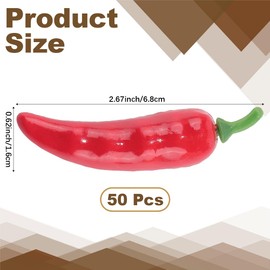 CRASPIRE 50Pcs Mini Artificial Red Chili Faux Simulation Hot Chili Peppers Small Foam Realistic Lifelike Vegetable for Photographic Props Kitchen Table Food Decoration Cabinet Ornament Farm Party