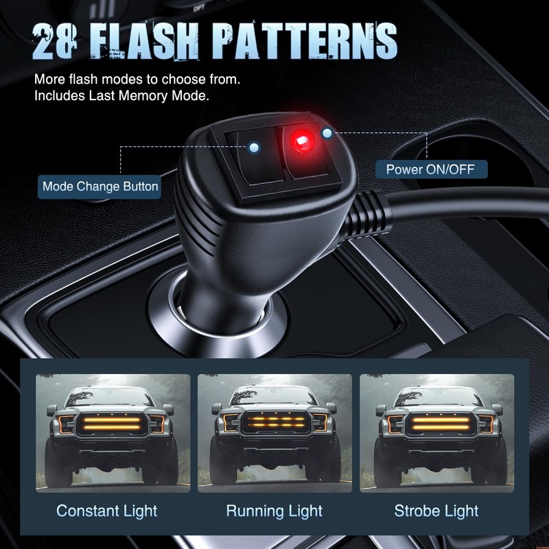 Nilight 2PCS 24 inch Truck Grille Strobe Lights Strip 384