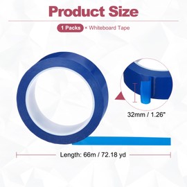 PATIKIL Whiteboard Tape, 32mm 1 1/4" Width Art Tape Dry Erase Board Pinstripe Thin Tape for Graphic Chart Grid Drafting Electrical Marking, Blue