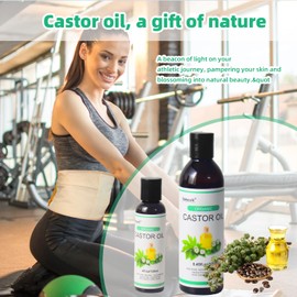 VELOCVIL Organic castor oil,Reusable castor oil pack wrap,Suitable for castor oil packs for liver detox,cold pressed castor oil,12.51oz/370ml.