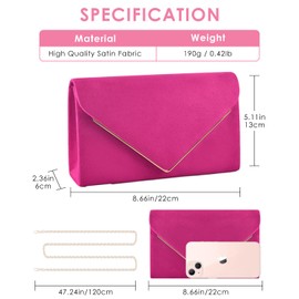 TINDTOP Evening Clutch Purses for Women Handbags for Formal Wedding Party Cocktail Prom Crossbody Shoulder Envelope Bag (Rose)