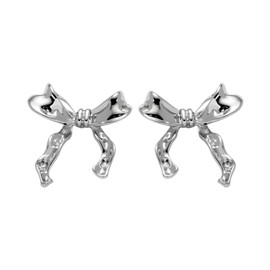 Gold/Silver Color Bow Earrings for Women - 1/2 Pair Ribbon Earrings, Gold-Plated Bow Stud Earrings, Cute Bow Knot Earrings, Fadeless Bow Knot Earring, Ribbon Bow Stud Earrings Gifts