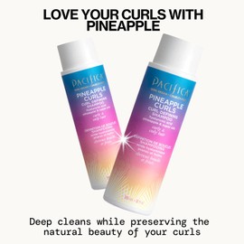 Pacifica Beauty, Champú natural para mejorar los rizos de piña, para cabello rizado, rizado y texturizado, aroma fresco a piña, ácido hialurónico + aceite de argán, sin silicona, vegano y sin cruelda