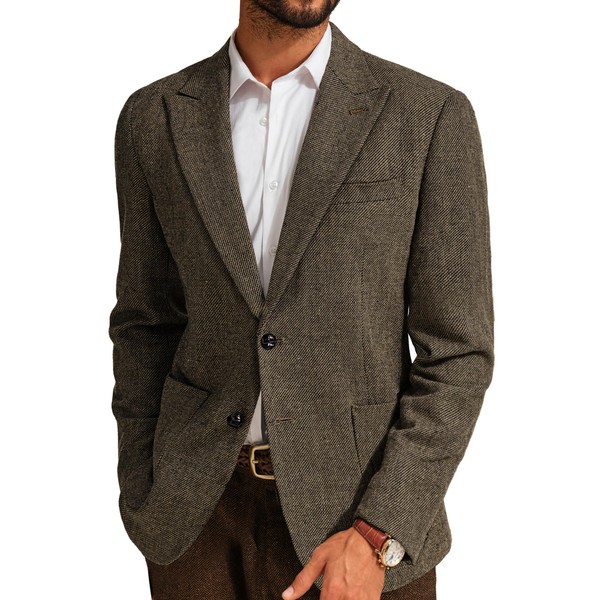PJ PAUL JONES Casual Blazer for Men Fall Herringbone Tweed