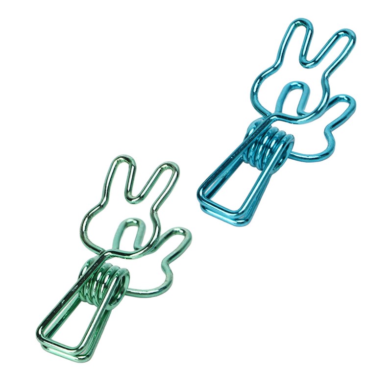 100 Pcs Cute Binder Clips Multipurpose Cartoon Rabbit Shape Blue