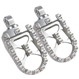 TOMVAES CNC Wide Foot Pegs 360° Roating MX Chopper Bobber Style for harley Dyna Sportster Fatboy Iron 883 1200,Silver