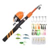 1.5m Kids Fishing Pole Orange Mini Portable Retractable Foldable Beginner