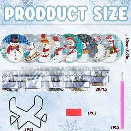 8 PCS Diamond Art Painting Coaster kit Christmas Winter Snowman Diamond Art Coasters with Holder 5D Diamond Kits for Adults Beginners Diamond Art Craft Supplies